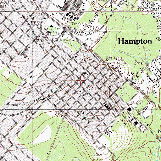Topographic Map of Hampton County Fire Department Headquarters, SC