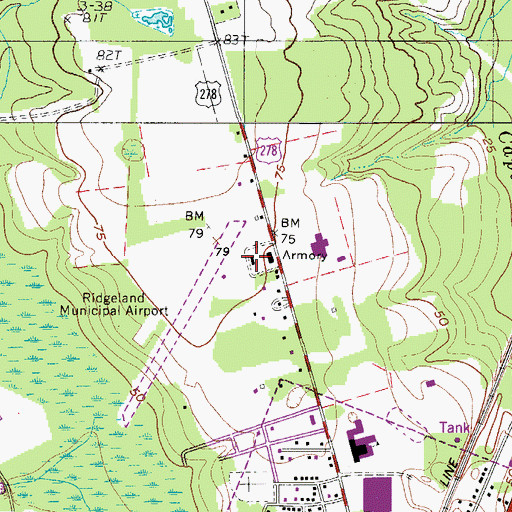 Topographic Map of Jasper County Emergency Services Division, SC