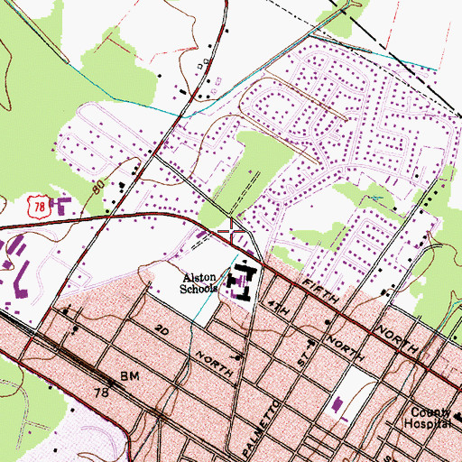 Topographic Map of Dorcester County Emergency Medical Services, SC