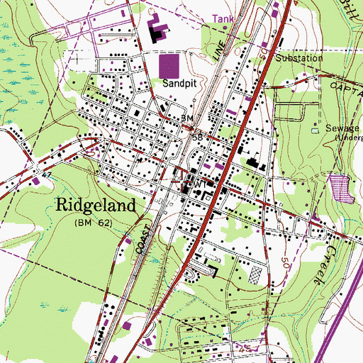 Topographic Map of Town of Ridgeland Fire Department, SC
