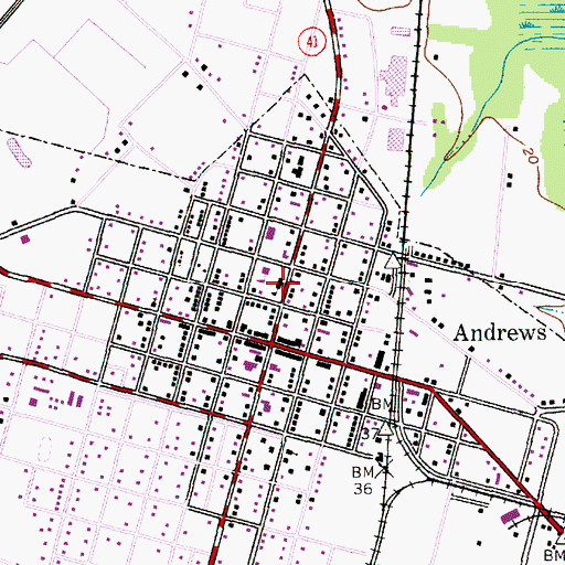 Topographic Map of Andrews City Fire Department Station 15, SC