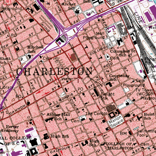 Topographic Map of City of Charleston Fire Department Station 6, SC