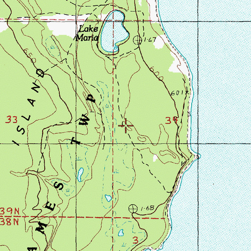 Topographic Map of High Island Post Office (historical), MI