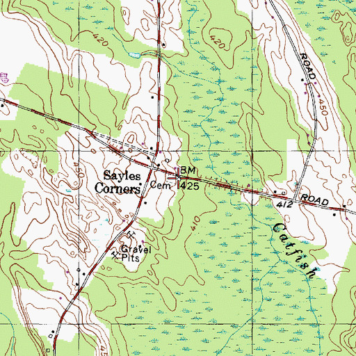 Topographic Map of Sayles Corners Cemetery, NY