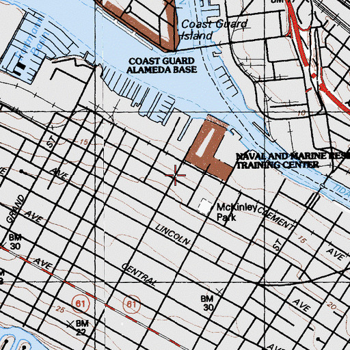 Topographic Map of United States Naval Reserve Training Center, CA