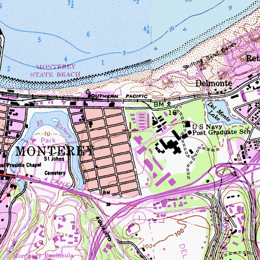 Topographic Map of Naval Postgraduate School, CA