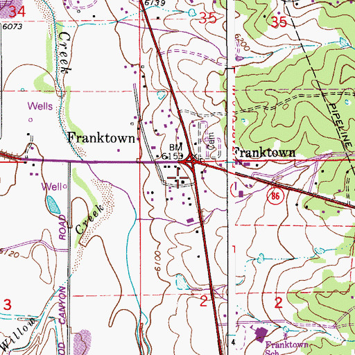 Topographic Map of Franktown Fire Protection District Station 181, CO