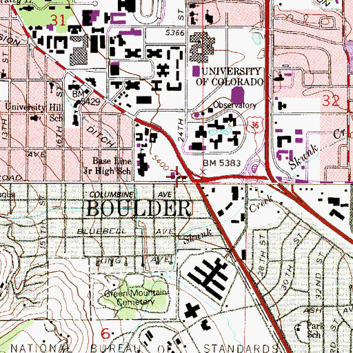 Topographic Map of Boulder Fire / Rescue Department Station 2, CO
