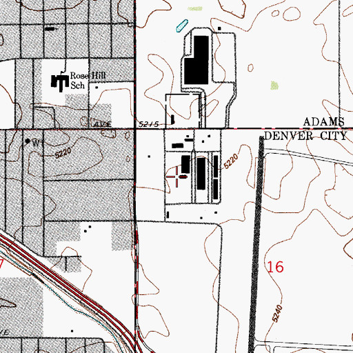 Topographic Map of Denver Fire Department Fleet Maintenance, CO