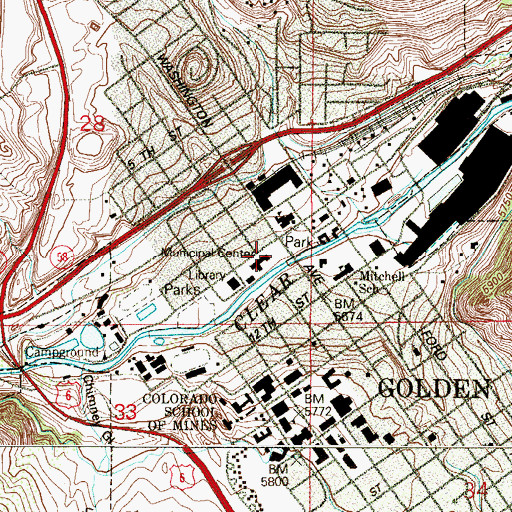 Topographic Map of Golden Fire Inspector Office, CO