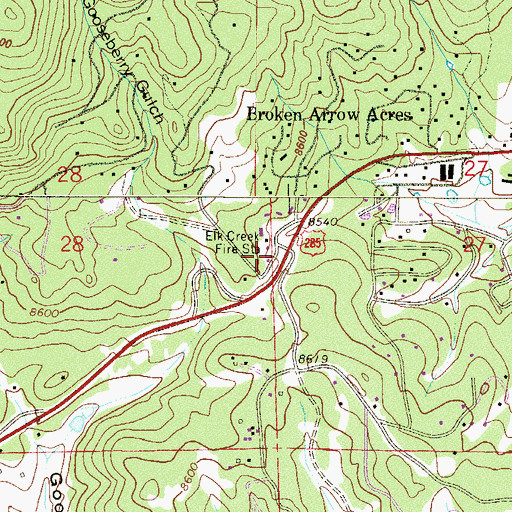 Topographic Map of Elk Creek Fire / Rescue Station 1, CO