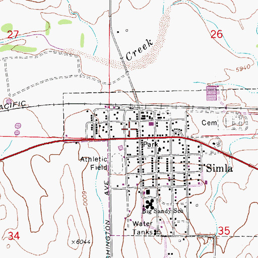 Topographic Map of Big Sandy Fire Protection District Simla Fire Department, CO