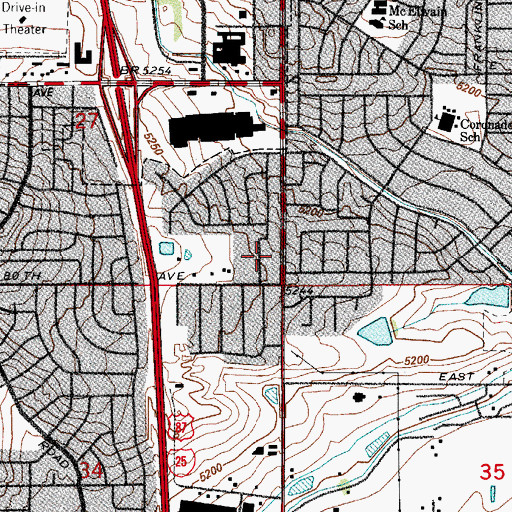 Topographic Map of North Washington Fire Department Station 1, CO