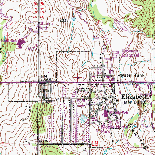 Topographic Map of Elizabeth Fire Rescue Station 71, CO