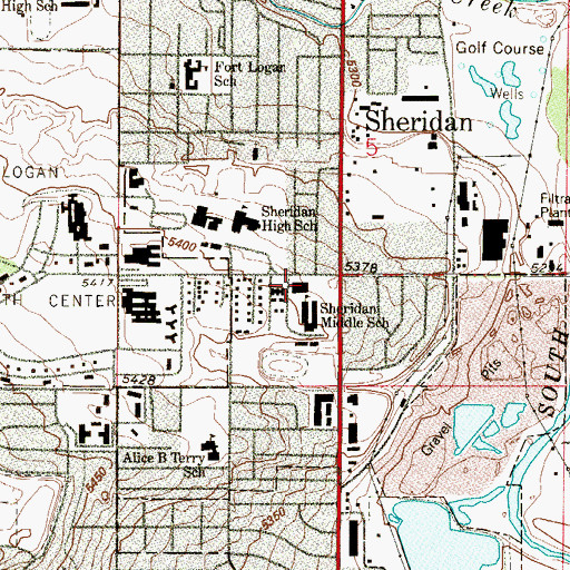Topographic Map of Denver Fire Department Station 36, CO