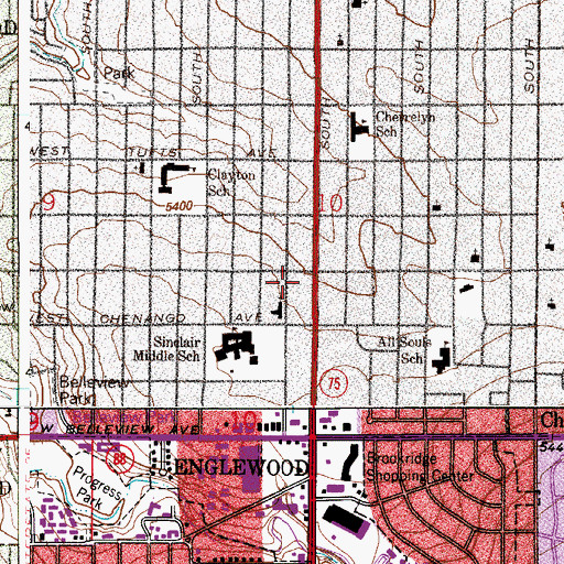 Topographic Map of Denver Fire Department Station 38, CO
