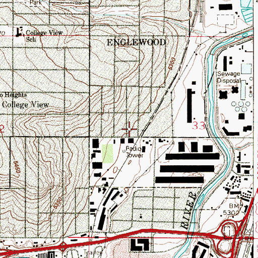 Topographic Map of Englewood Fire Department Tejon Station, CO