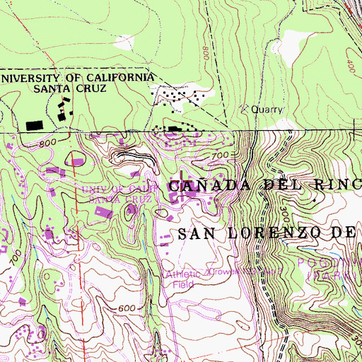 Topographic Map of University of California Santa Cruz, CA