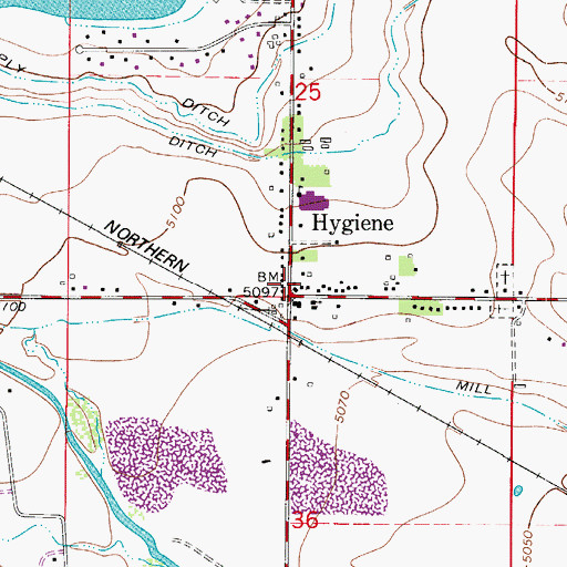 Topographic Map of Hygiene Fire Department, CO