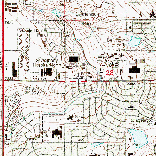 Topographic Map of Southwest Adams County Fire Rescue Station 12, CO