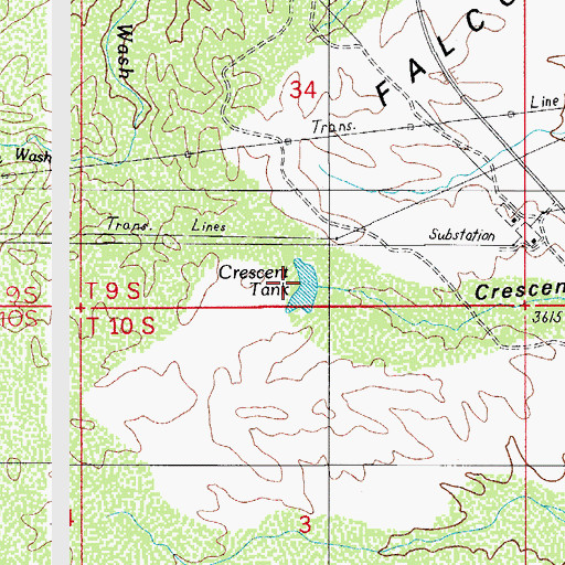 Topographic Map of Crescent Tank, AZ
