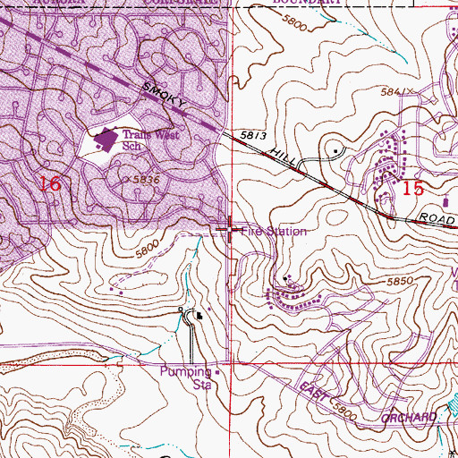 Topographic Map of Cunningham Fire Protection District Station 64, CO