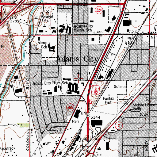 Topographic Map of South Adams County Fire Department Station 1, CO