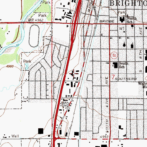 Topographic Map of Greater Brighton Fire Protection District Station 51, CO