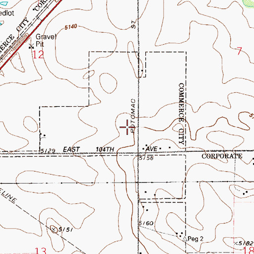 Topographic Map of South Adams County Fire Department Station 6, CO