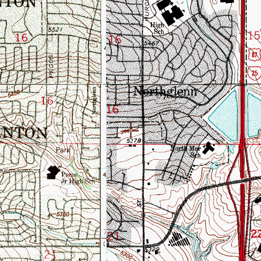 Topographic Map of Thornton Fire Department Station 2, CO