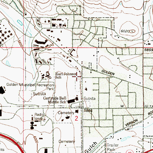 Topographic Map of Golden Fire Department Station 22, CO