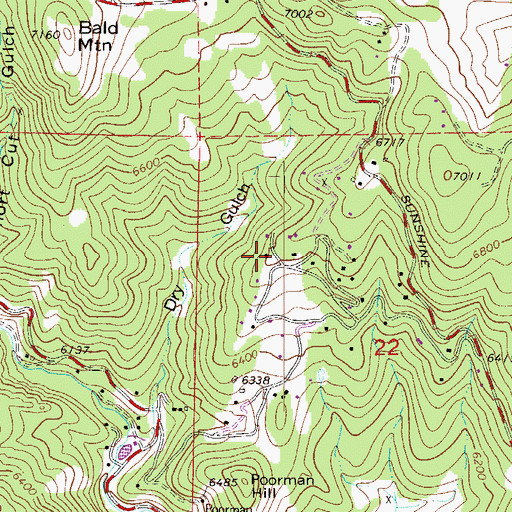 Topographic Map of Poorman Volunteer Fire Department, CO