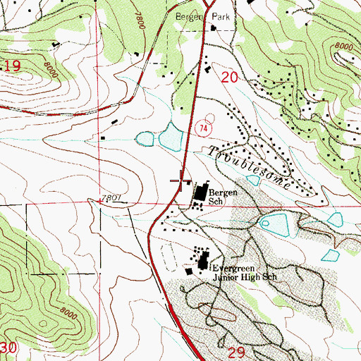 Topographic Map of Evergreen Fire / Rescue Station 2, CO
