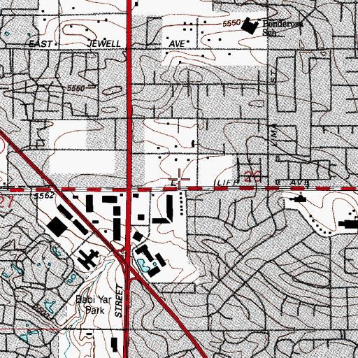 Topographic Map of Aurora Fire Department Station 11, CO