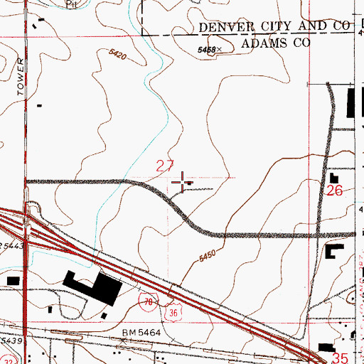 Topographic Map of Aurora Fire Department Station 12, CO