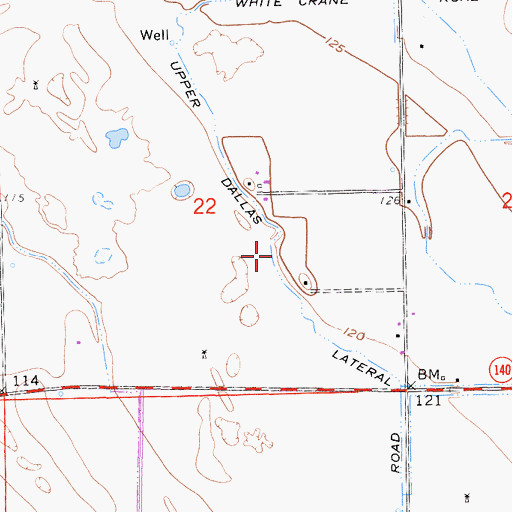 Topographic Map of Upper Dallas Lateral, CA