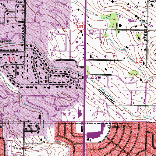 Topographic Map of South Metro Fire Rescue Authority Station 37, CO