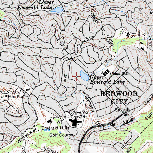 Topographic Map of Upper Emerald Lake, CA