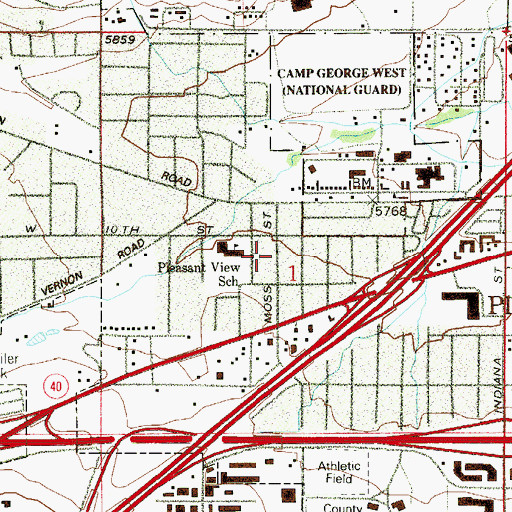 Topographic Map of Pleasant View Metropolitan District Fire Department, CO
