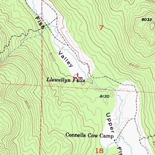 Topographic Map of Upper Fish Valley, CA