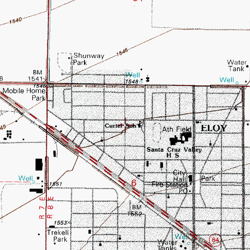 Topographic Map of Curiel Primary School, AZ