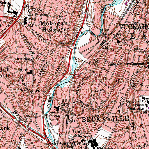 Topographic Map of Bronxville Lake, NY