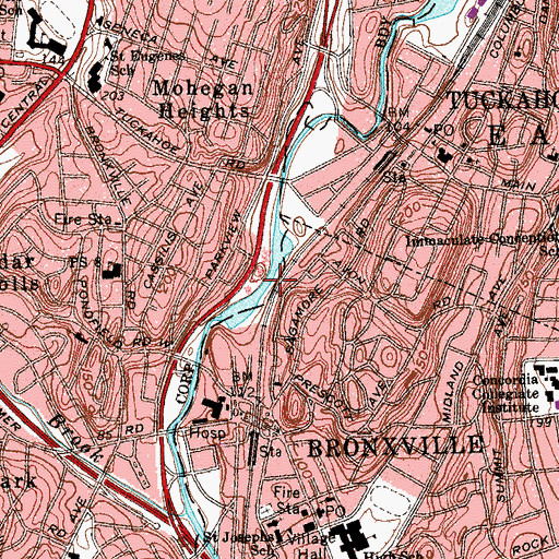 Topographic Map of Bronxville Lake, NY