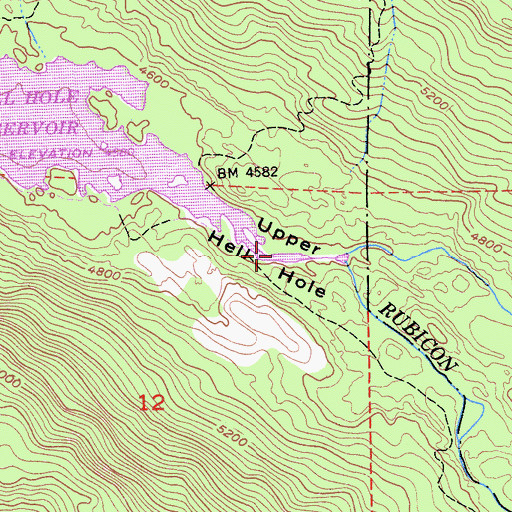 Topographic Map of Upper Hell Hole, CA