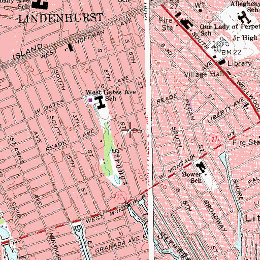 Topographic Map of Catholic Cemetery, NY