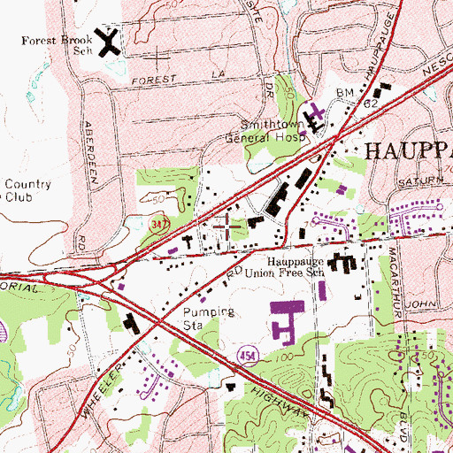 Topographic Map of Hauppauge Methodist Episcopal Cemetery, NY