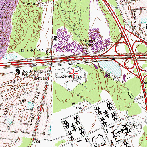 Topographic Map of Pilgrim State Psychiatric Cemetery, NY