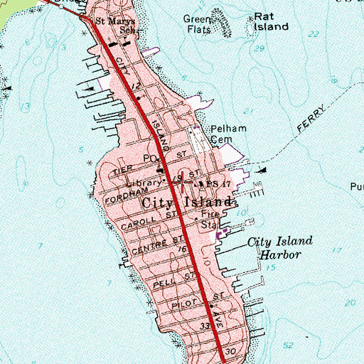 Topographic Map of City Island, NY