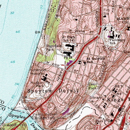 Topographic Map of Seton Hospital (historical), NY