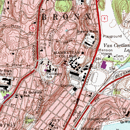 Topographic Map of Brust Park, NY